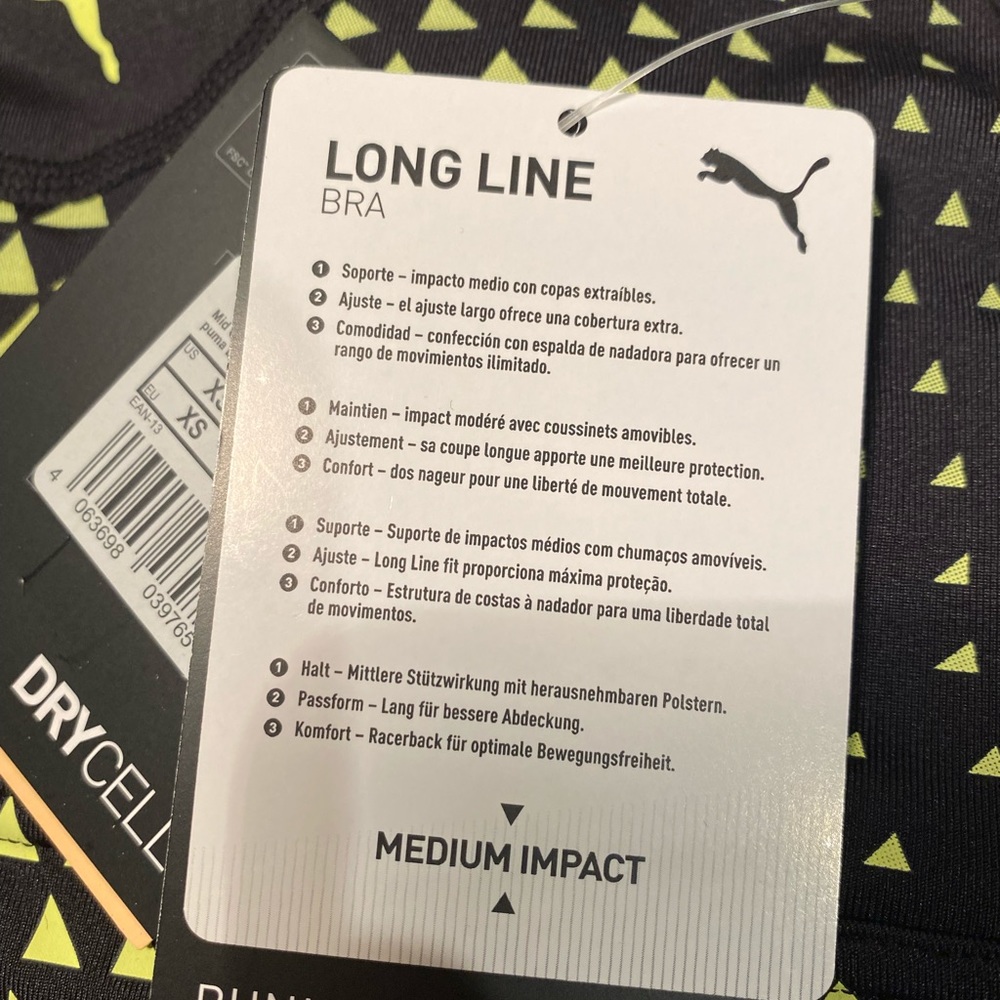 Puma long line bra crop fluro/ black XS - Picture 4 of 6